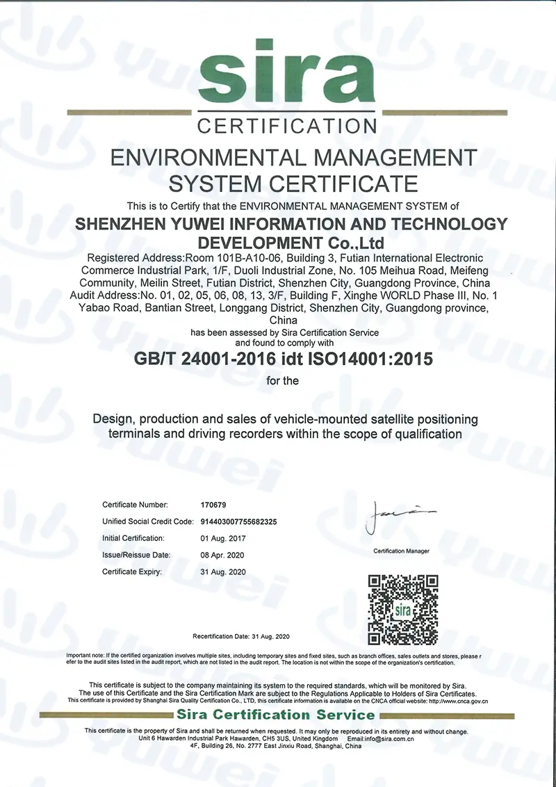 ISO14001 Certificate
