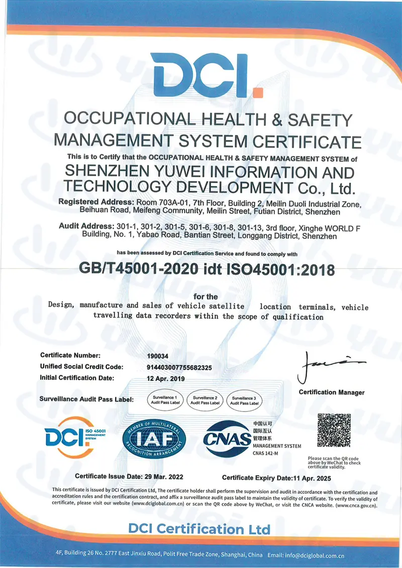 ISO45001 Certificate